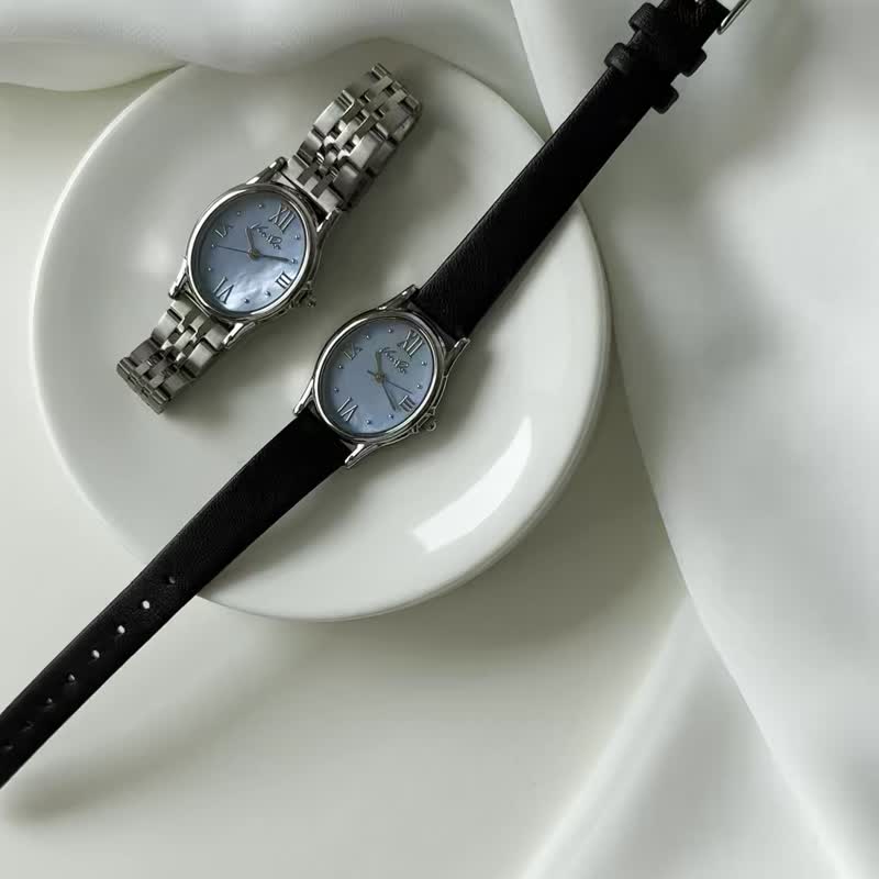 令人陶醉的天然珍珠手表宝石 - 蓝宝石 - 女表 - 其他金属 蓝色