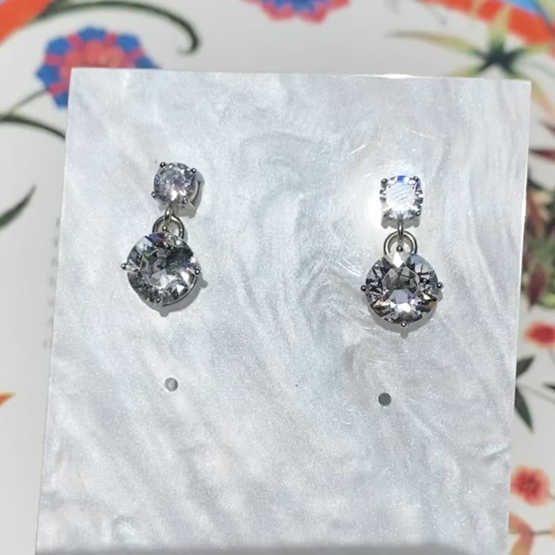 925纯银Swarovski水晶耳环 - 耳环/耳夹 - 纯银 