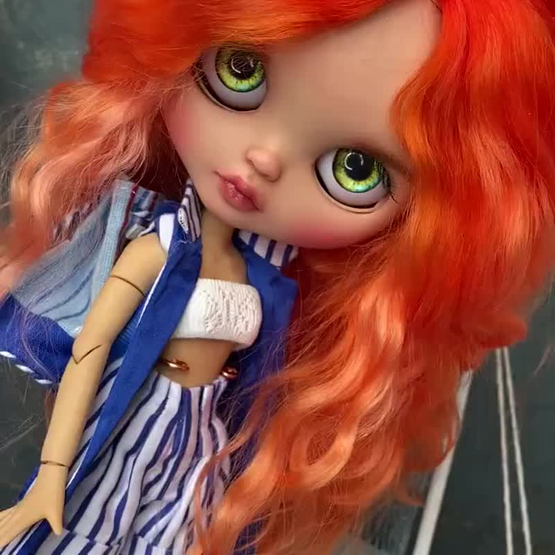 Blythe custom ooak doll, blythe dolls ooak, unique blythe doll, blythe with bag